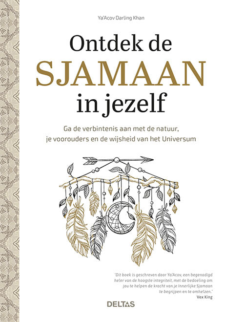 Deltas Ontdek de sjamaan in jezelf boek cover featuring mystical illustrations and title text on a dark background.