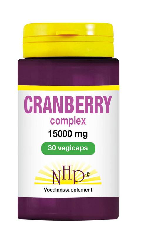 NHP Cranberry Complex vegetarian capsules, 15000mg, herbal supplement with cranberry extract for urinary health, 30 capsules.
