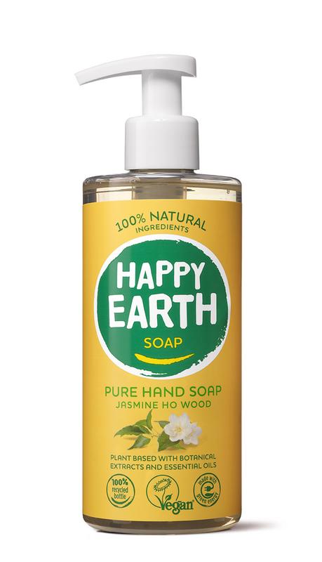 Happy Earth Jasmine Hand Soap in a 300ml bottle, natural hand skincare with floral jasmine scent.