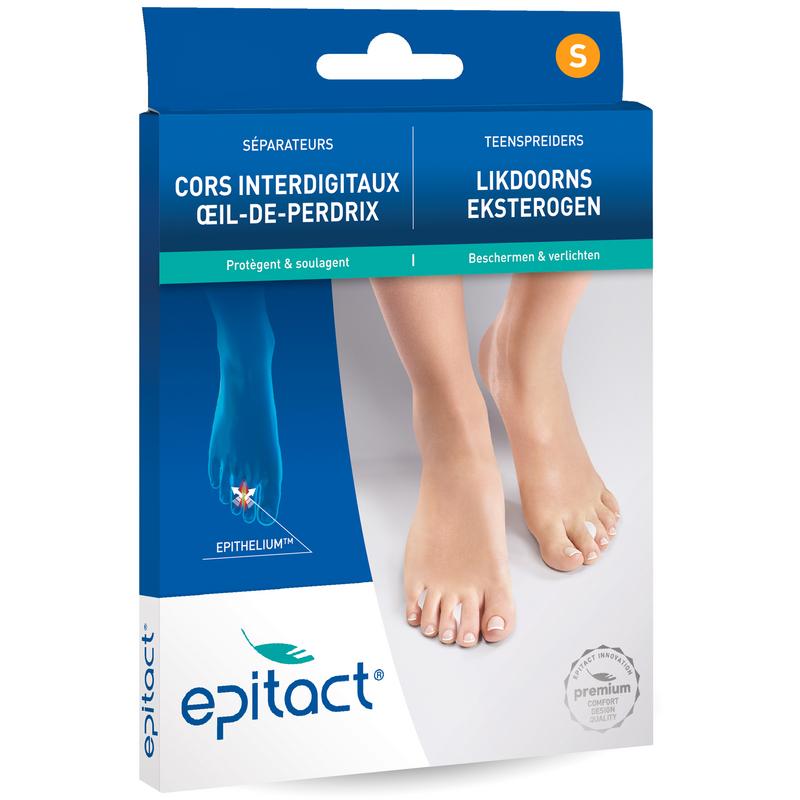 Epitact Teenspreiders small foot care product, showing six pairs of toe separators for comfortable toe alignment.
