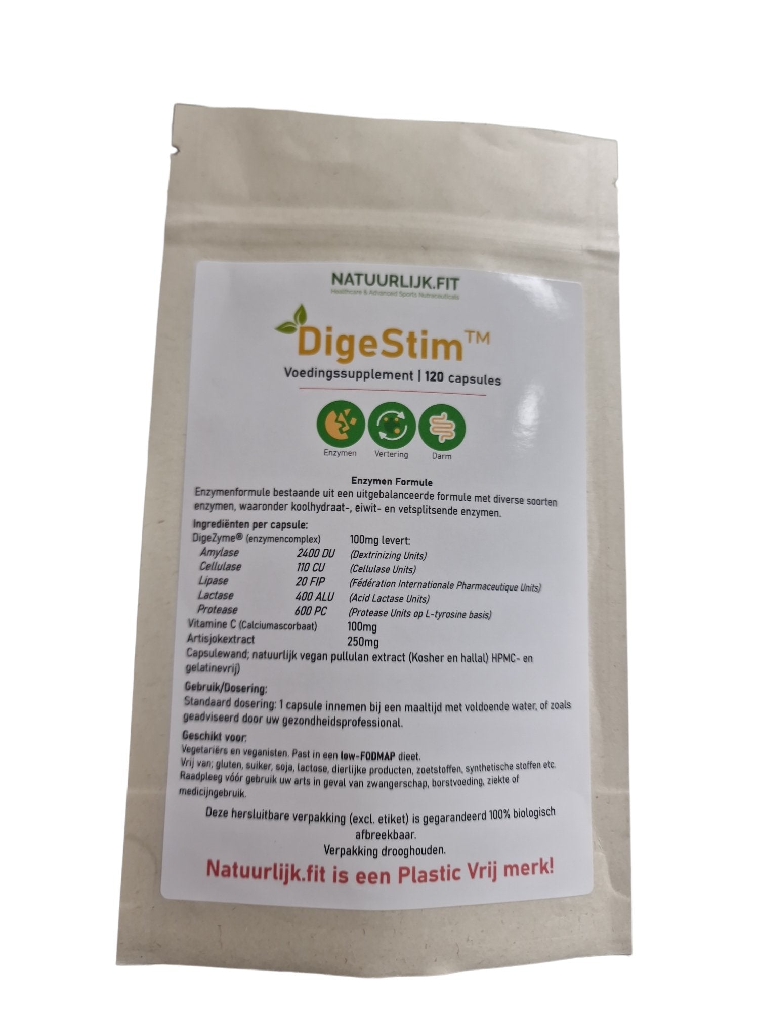 Natuurlijk.fit Digestim enzymen complex 120.00 Capsules