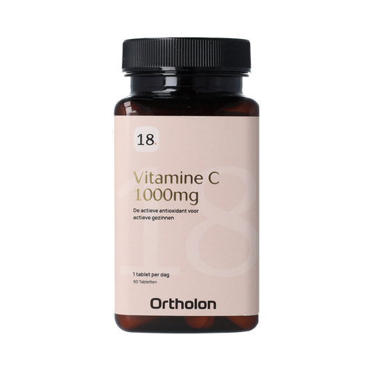 Ortholon Vitamin C 1000mg tablets, yellow bottles with tablets inside, dietary supplement for immune support.