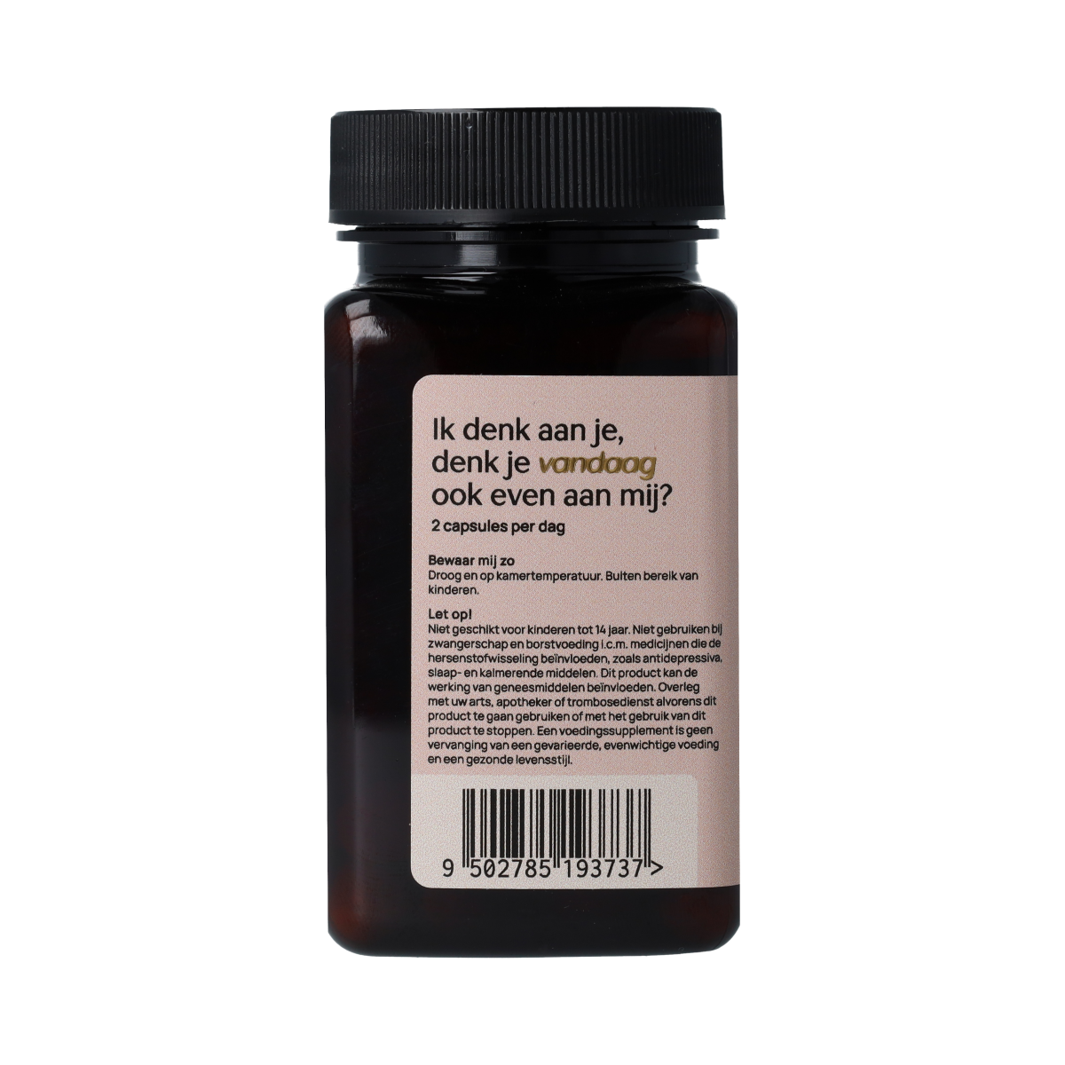 Ortholon Brain Mood herbal capsules in a bottle, featuring the product label and capsules visible in the packaging.