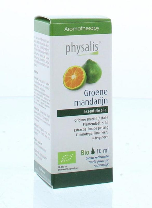 Physalis Mandarijn groene bio kruidenpreparaat in 10 ml bottle, natural herbal supplement from Physalis brand.