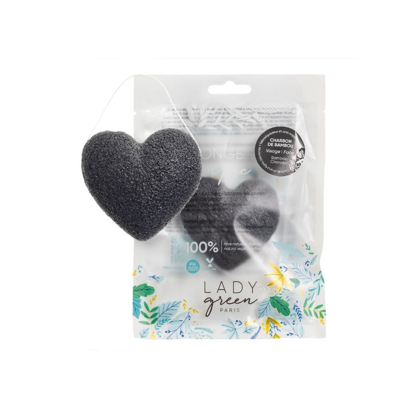 Lady Green Konjac gezichtsspons charcoal 1 Stuks