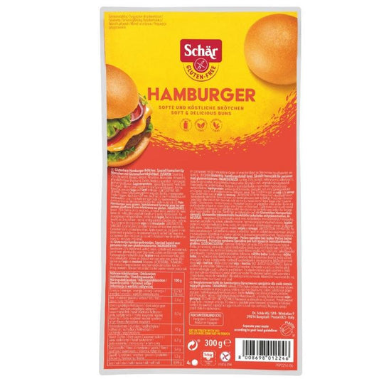 Schar glutenvrije hamburgerbroodjes, 4 stuks, verse broodjes met zachte textuur, perfect voor sandwiches.