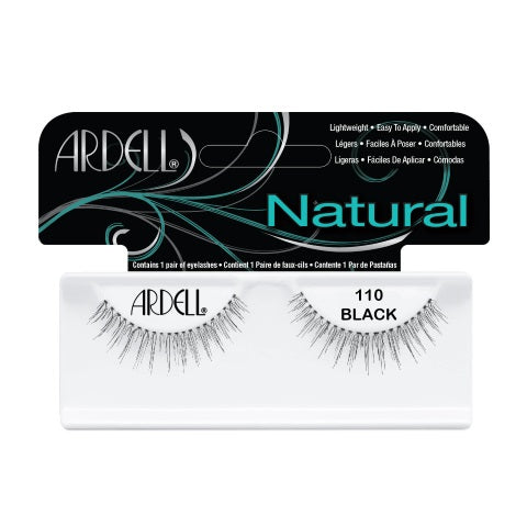 Ardell Kunstwimpers Natural 110 black false eyelashes, 2-pack, showing the lightweight, natural-looking lash design on a white background.