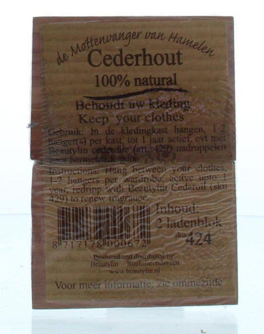 Beautylin Cederhout ladenblok 100% natuurlijk 2.00 Stuks