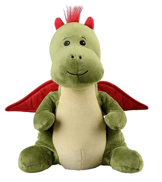 Warmies Draak plush toy, soft stuffed dragon from Warmies, perfect for cuddling and play, shown in a close-up view.