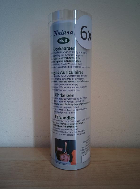 Natura Oorkaarsen weerstandverhogend nr. 3, set of 6, for ear care, shown in the image with white cone-shaped tips and packaging.