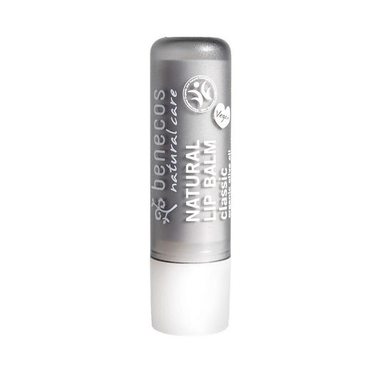 Benecos Natural Beauty lip balm in a 4.7g tube, featuring a classic natural lip care formula with a smooth, nourishing texture.