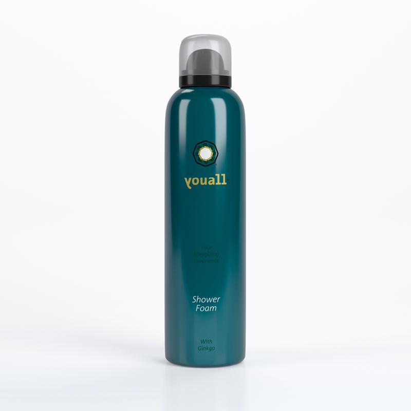 YouAll Energizing hydrating douche foam in a 200ml bottle, gentle cleanser with a smooth, foaming texture suitable for daily use.