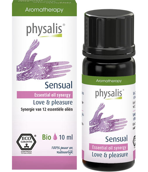 Physalis Synergie sensual bio essential oil in 10ml bottle, featuring natural, aromatic blend of Physalis brand for wellness and relaxation.