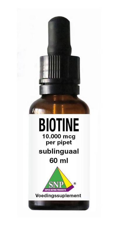SNP Biotine Sublingual Vitamin Enkel bottle, 60ml, showing the product label and packaging for healthy hair and skin support.