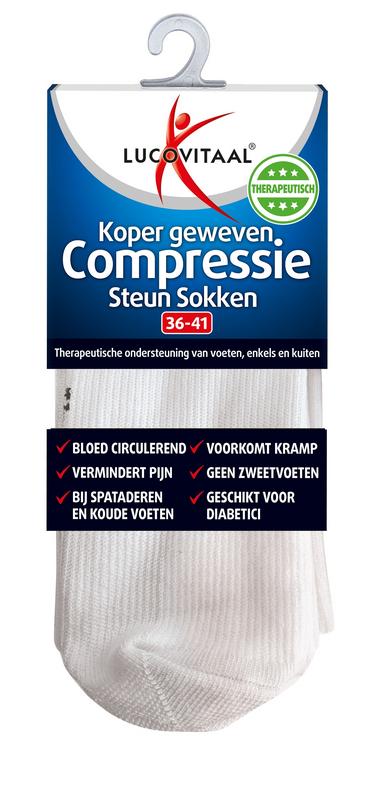 Lucovitaal Koper compressie steunsok maat 36-41 wit 1 Paar