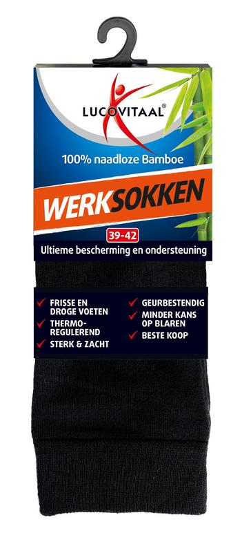 Lucovitaal Bamboe wandel werk sportsokken  maat 39-42 1 Paar