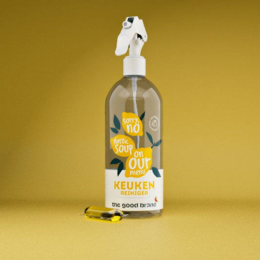 The Good Brand keukenreiniger sprayfles with one 500ml cleaning pod, suitable for kitchen cleaning and surface disinfecting.
