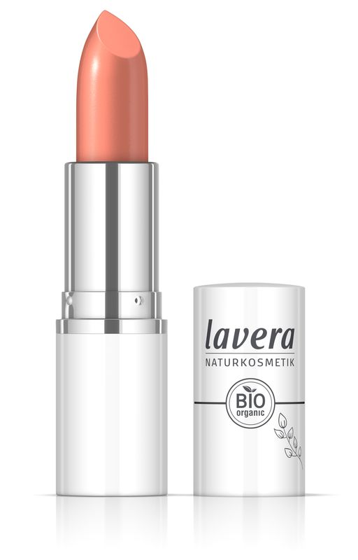 Lavera Lipstick in Cream Glow Pink Grapefruit 05, a 4.50g makeup product with a pink grapefruit shade and smooth texture.