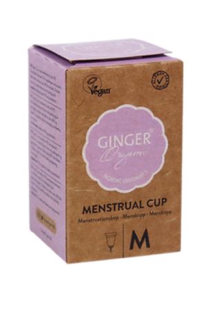 Organic Ginger Menstruation Cup in size M made of TPE for women’s hygiene, shown in the image.