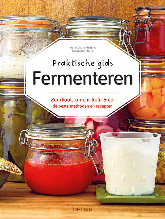 Cover of Deltas Praktische gids fermenteren book showing fermentation process illustrations and title text.