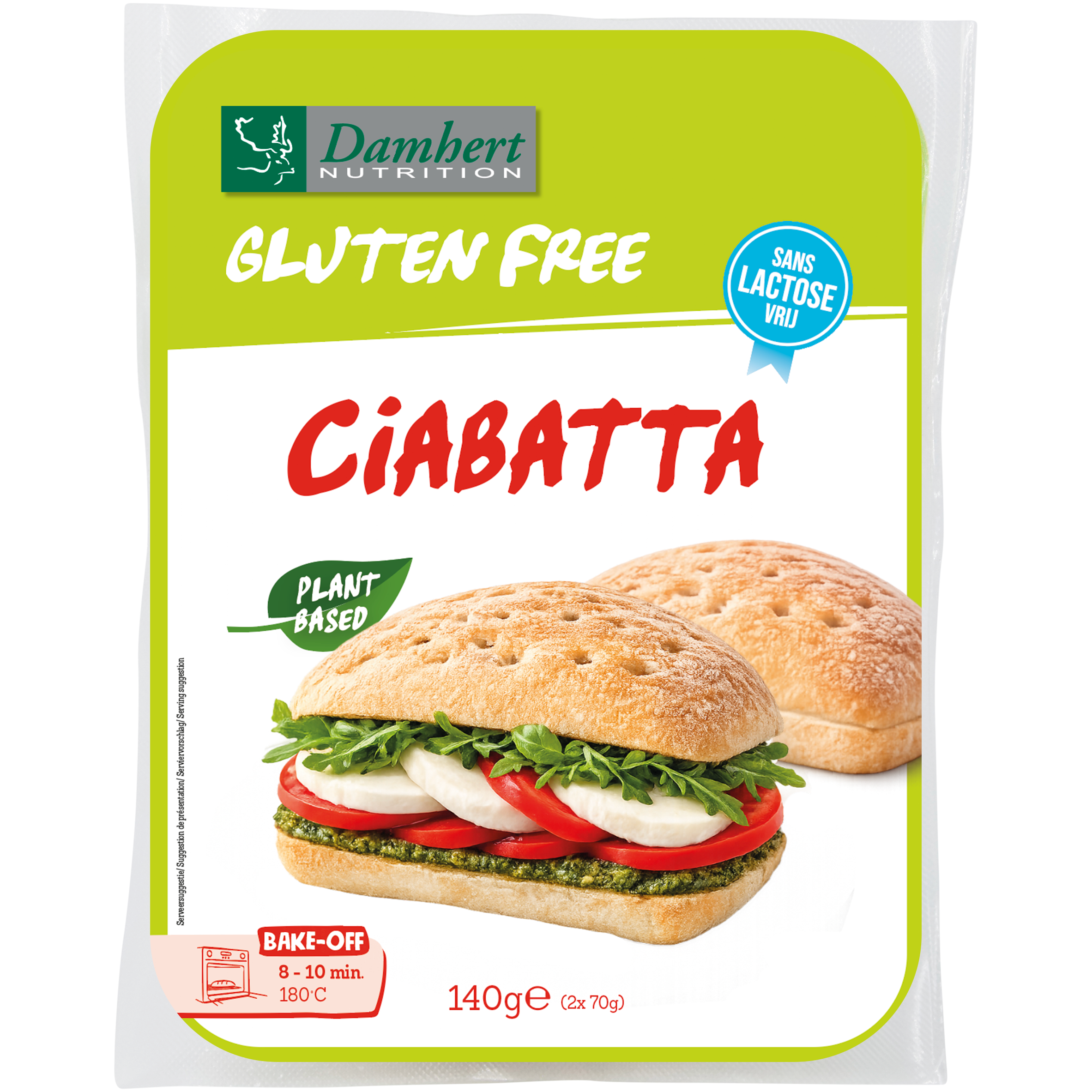 Damhert Glutenvrije Ciabatta Plantbased 140.00 Gram