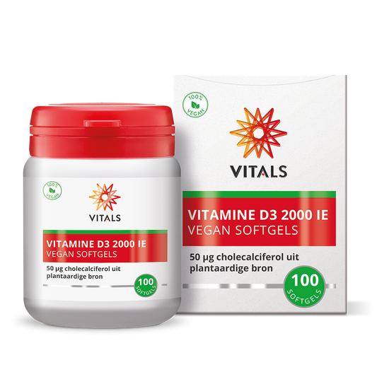 Vitals Vitamine D3 2000 ie Vegan Softgels 100.00 Softgels