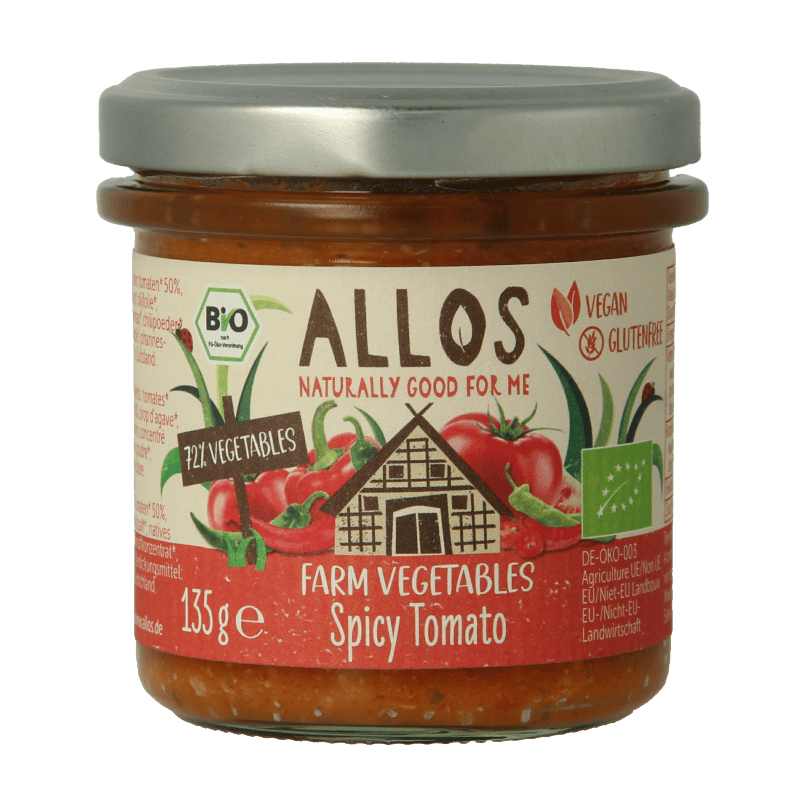 Allos Broodbeleg 135 Gram Allos Farm vegetables pittige tomaat bio 135 Gram