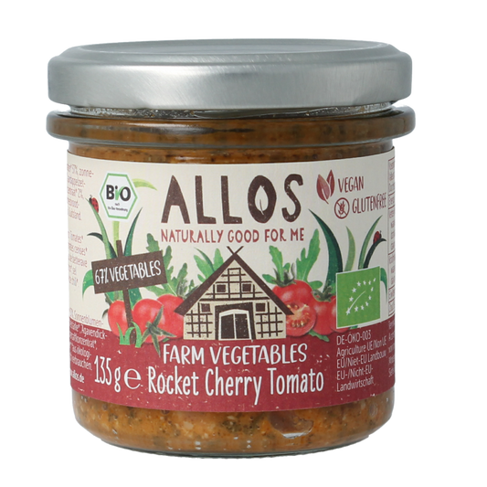 Allos Broodbeleg 135 Gram Allos Farm vegetables rucola & kerstomaat bio 135 Gram