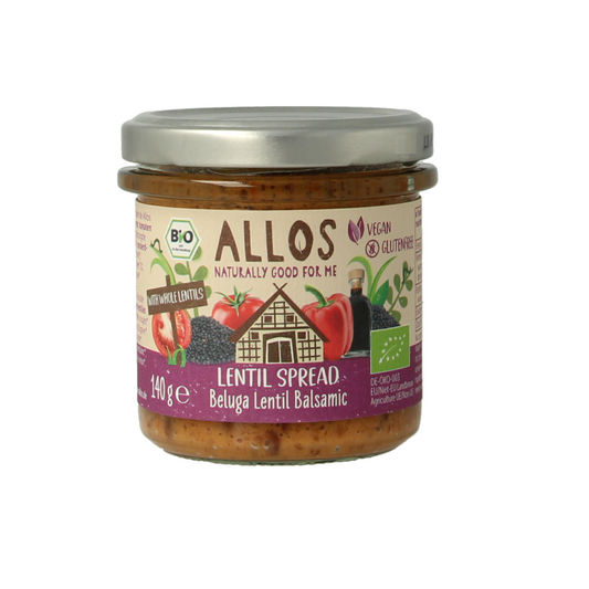 Allos Sauzen en Smaakmakers 140 Gram Allos Linzenspread beluga balsamico bio 140 Gram