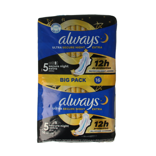 Always Dameshygiëne 16 Stuks Always Maandverband ultra secure night 16 Stuks