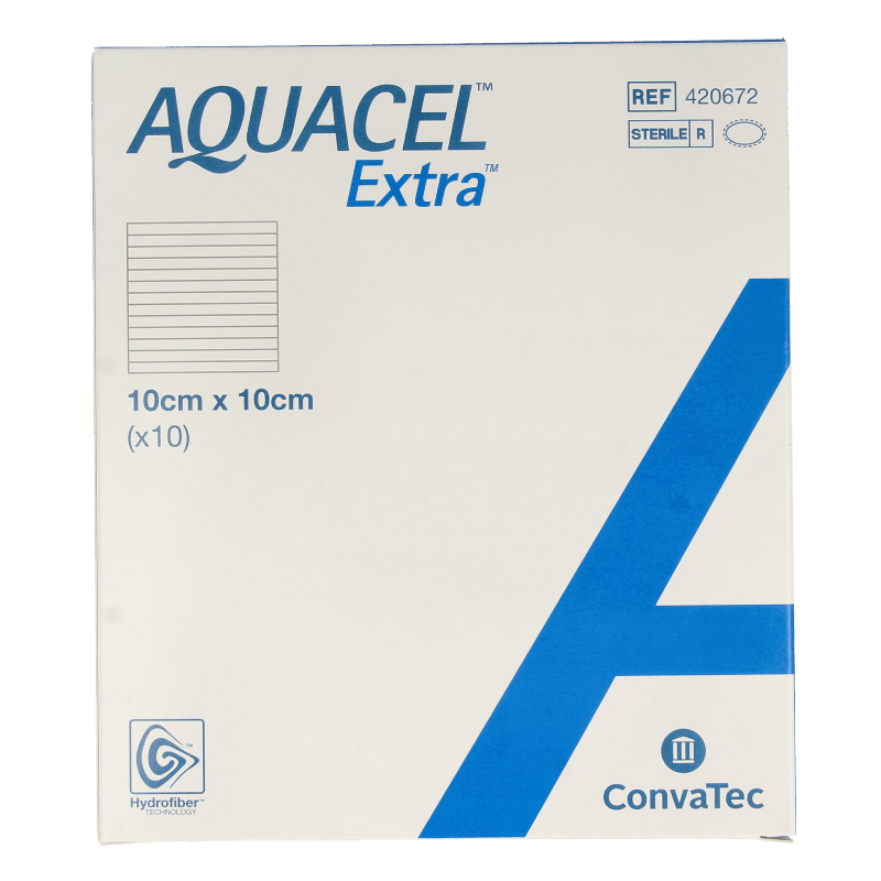 Aquacel Absorberende Verbanden 10 Stuks Aquacel Extra verband hydrofiber + versterking10 x 10cm 10 Stuks