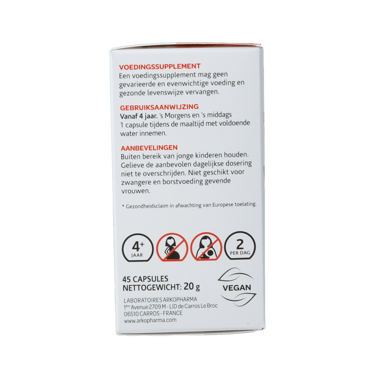 Arkocaps Cat's Claw herbal supplement capsules, natural kruidenpreparaten by Arkocaps, 45 capsules in bottle