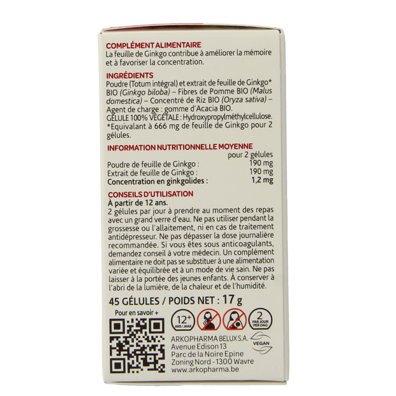 Arkocaps Kruidenpreparaten 45 Capsules Arkocaps Ginkgo bio 45 Capsules