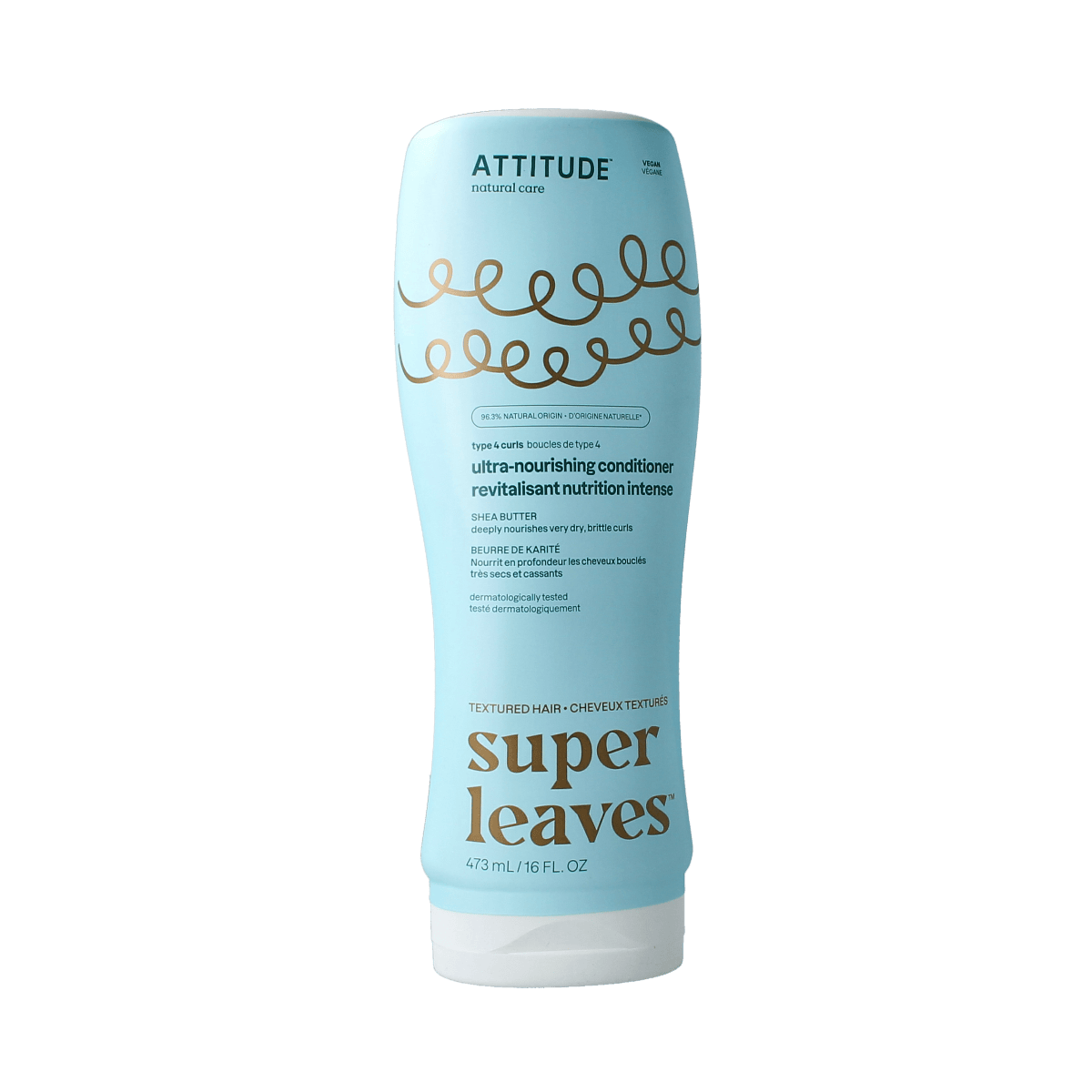 Attitude Shea Butter Curl Conditioner in 473ml bottle, ultra nourishing hair care product for curly hair.