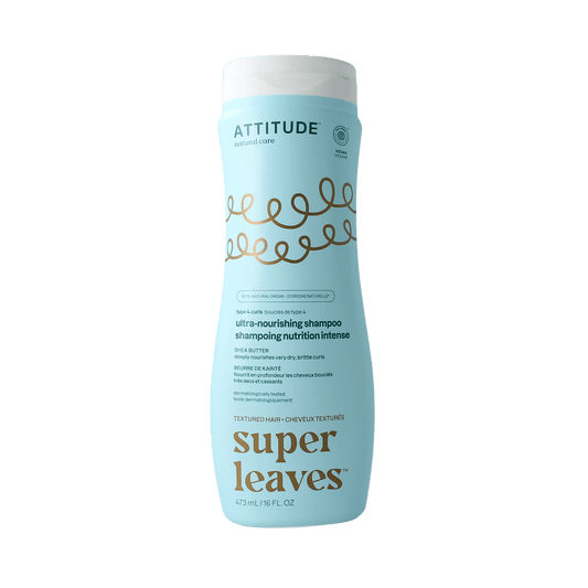 Attitude Shea Butter Curl Shampoo for type 4 hair, ultra nourishing, 473 ml bottle, natural hair care product.