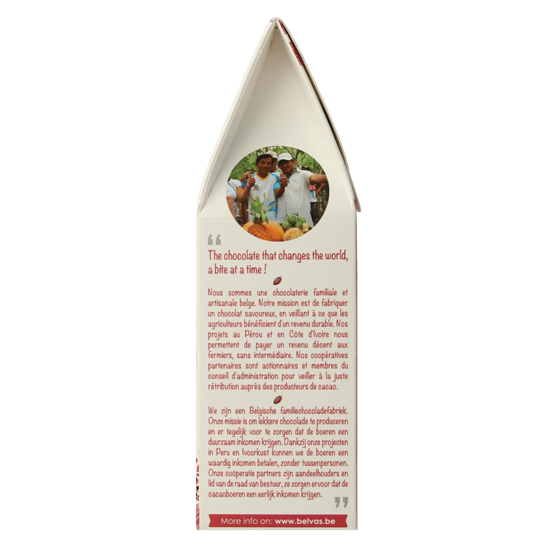 Belvas Chocolade 100 Gram Belvas Choco hart hazelnoot praline bio 100 Gram