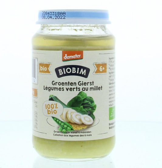 Biobim Baby en Peuter Voeding 190 Gram Biobim Groenten gierst 6+ maanden demeter bio 190 Gram