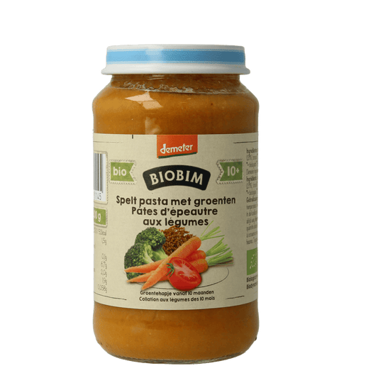 Biobim Baby en Peuter Voeding 220 Gram Biobim Speltpasta groente 10+ maanden demeter bio 220 Gram