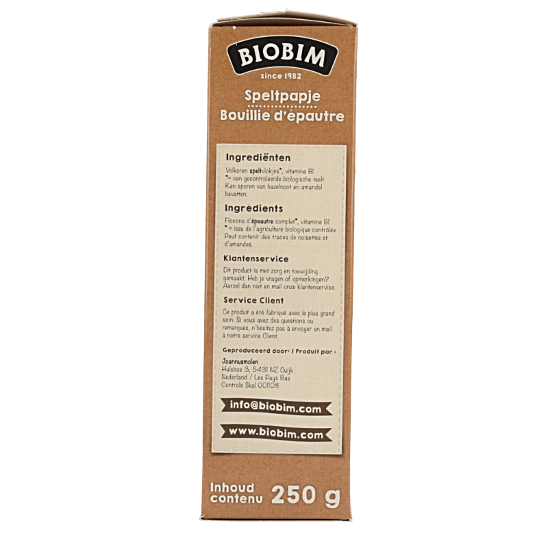 Biobim Baby en Peuter Voeding 250 Gram Biobim Speltpapje bio 250 Gram
