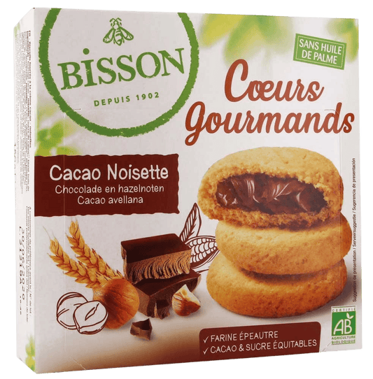 Bisson Koeken 180 Gram Bisson Gevulde koekjes hazelnoot choco bio 180 Gram