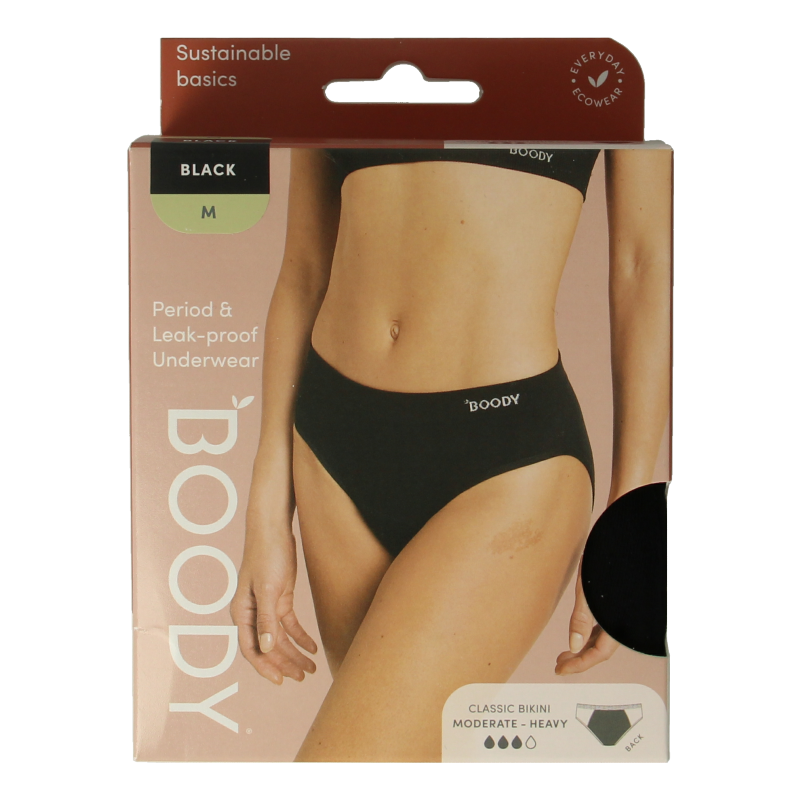 Boody Kleding 1 Stuks Boody  Menstruatieondergoed bikinislip zwart norm/hevig M 1 Stuks