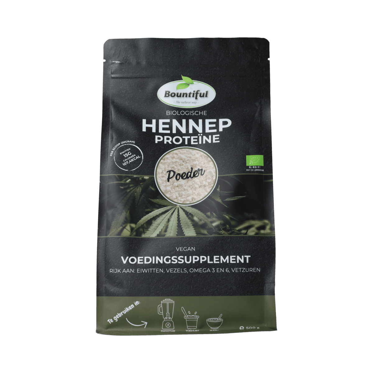 Bountiful Raw en Superfoods 500.00 Gram Bountiful Vegan hennep proteine poeder bio 500.00 Gram