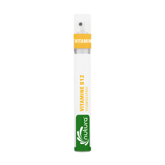 Nutura Vitaminesprays B12 vitamin spray, 14.4 ml, showing the small spray bottle with label and cap.