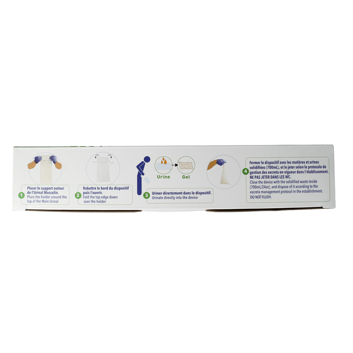 CareBag disposable male urinary catheter and urinal set, 12-piece pack, medical-grade catheter and urinal for men.