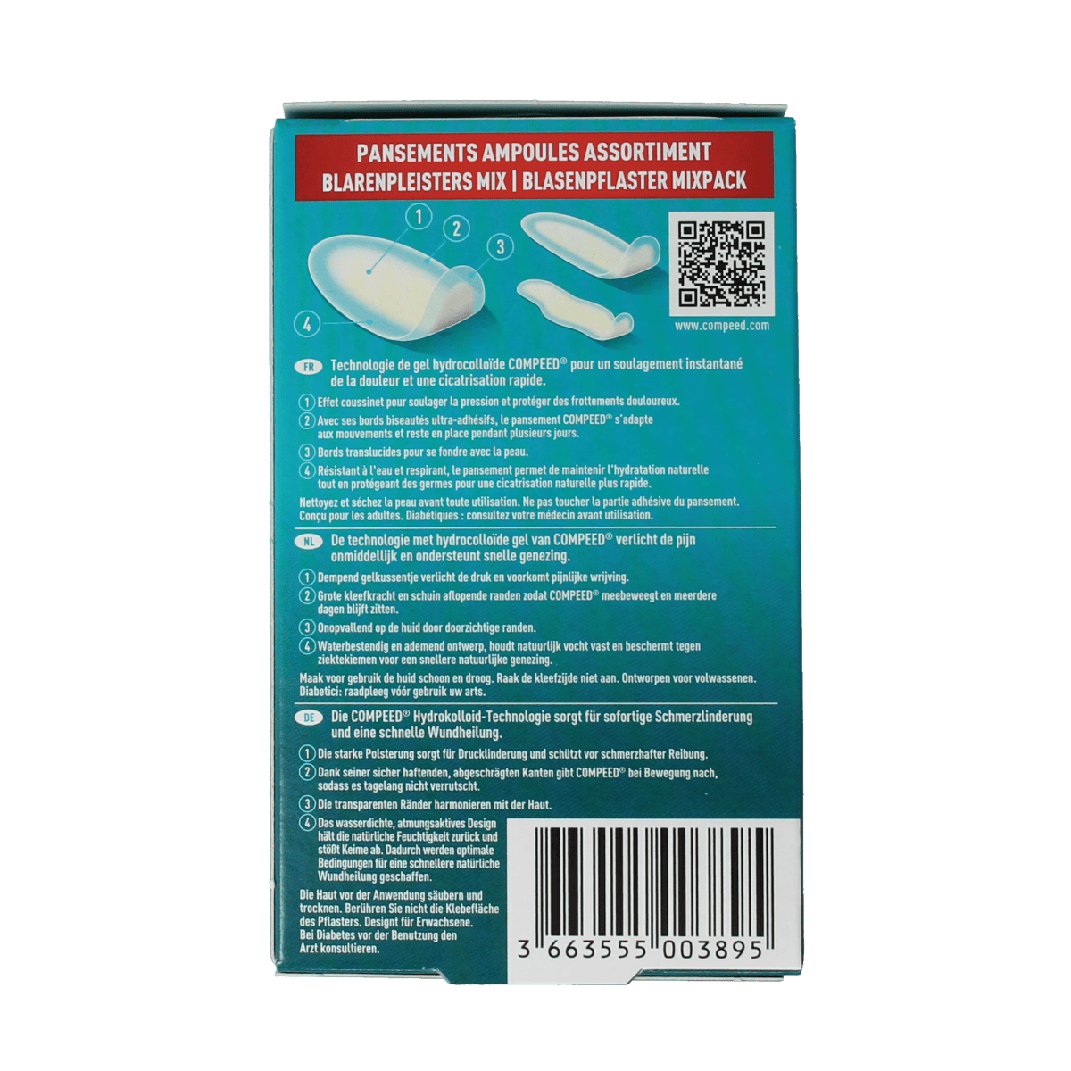 Compeed Blarenpleister mixpack 6 stuks, voetverzorgingspleisters voor blaren en huidbescherming, door het merk Compeed.