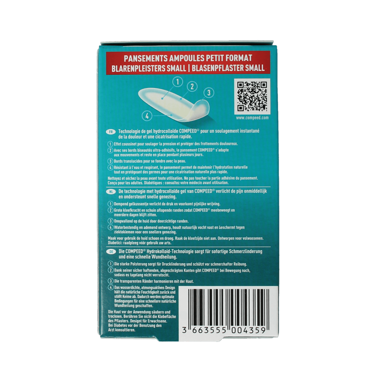 Compeed Blarenpleister small blister plaster for foot care, 7-pack, designed to protect and soothe blisters on feet.