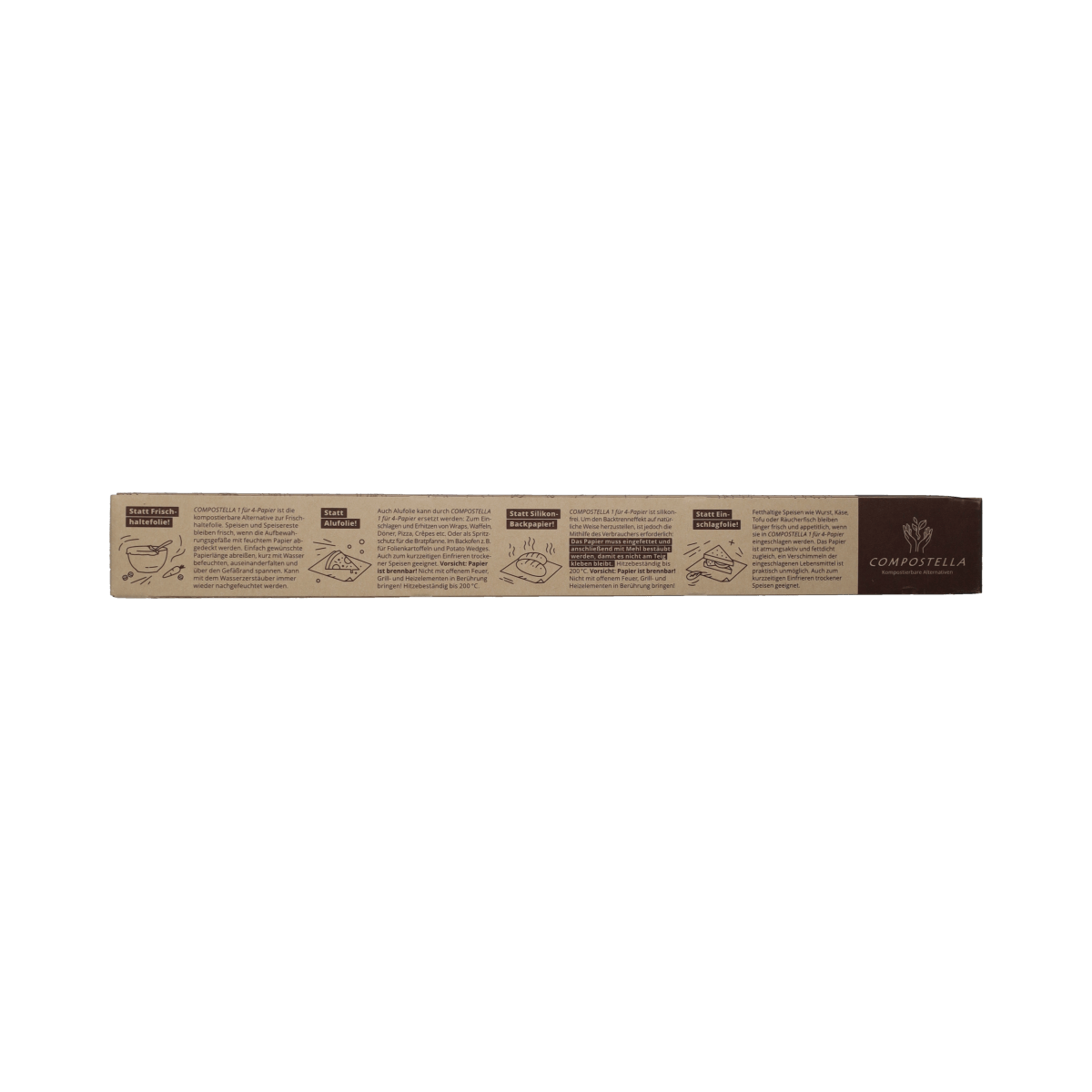 Compestella kitchen foil and baking paper 4-in-1, 8m x 38cm roll, household and baking essential, packaging of 1 roll.