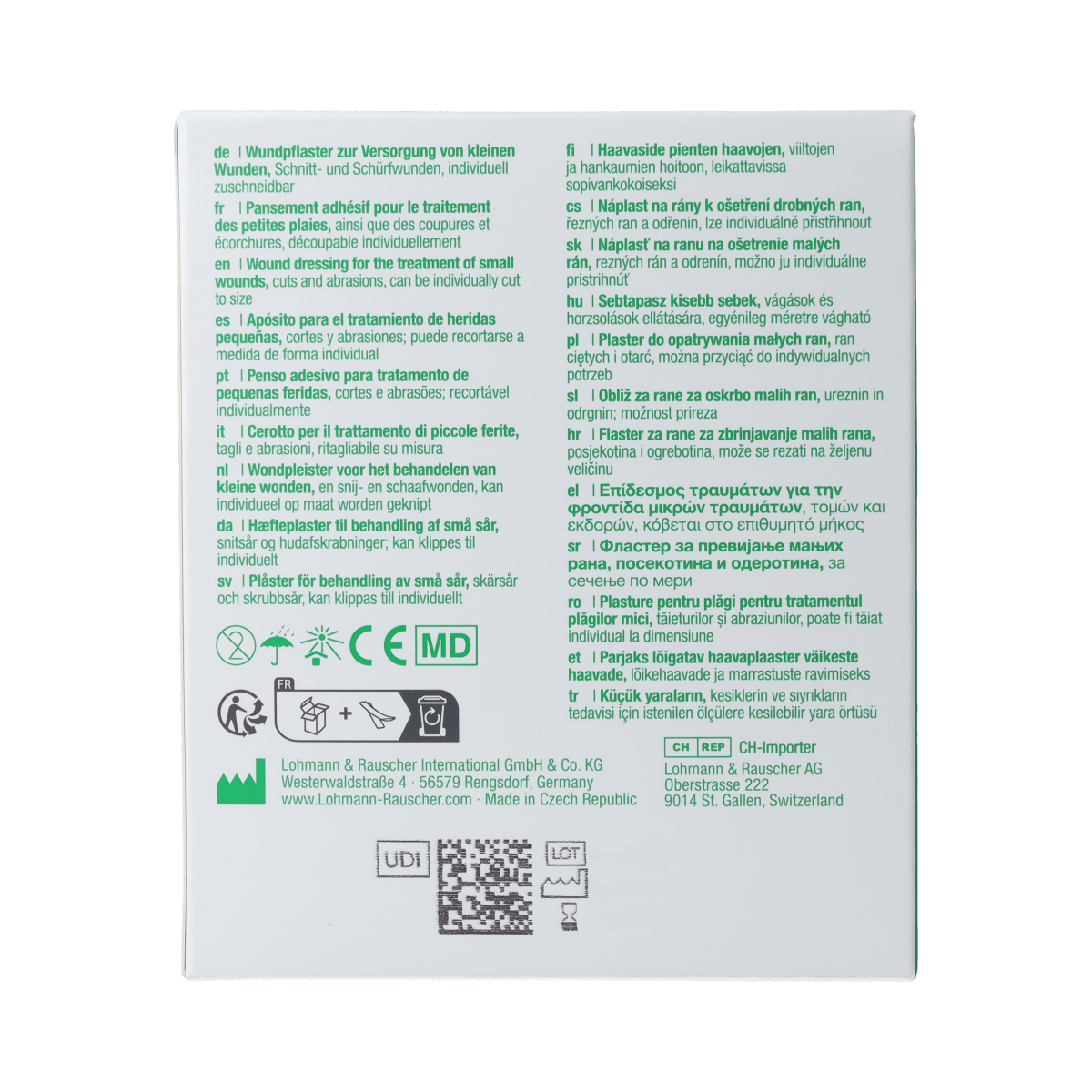 Curaplast Sensitive wound plaster 8cm x 10cm, pack of 10, designed for gentle skin protection and healing.