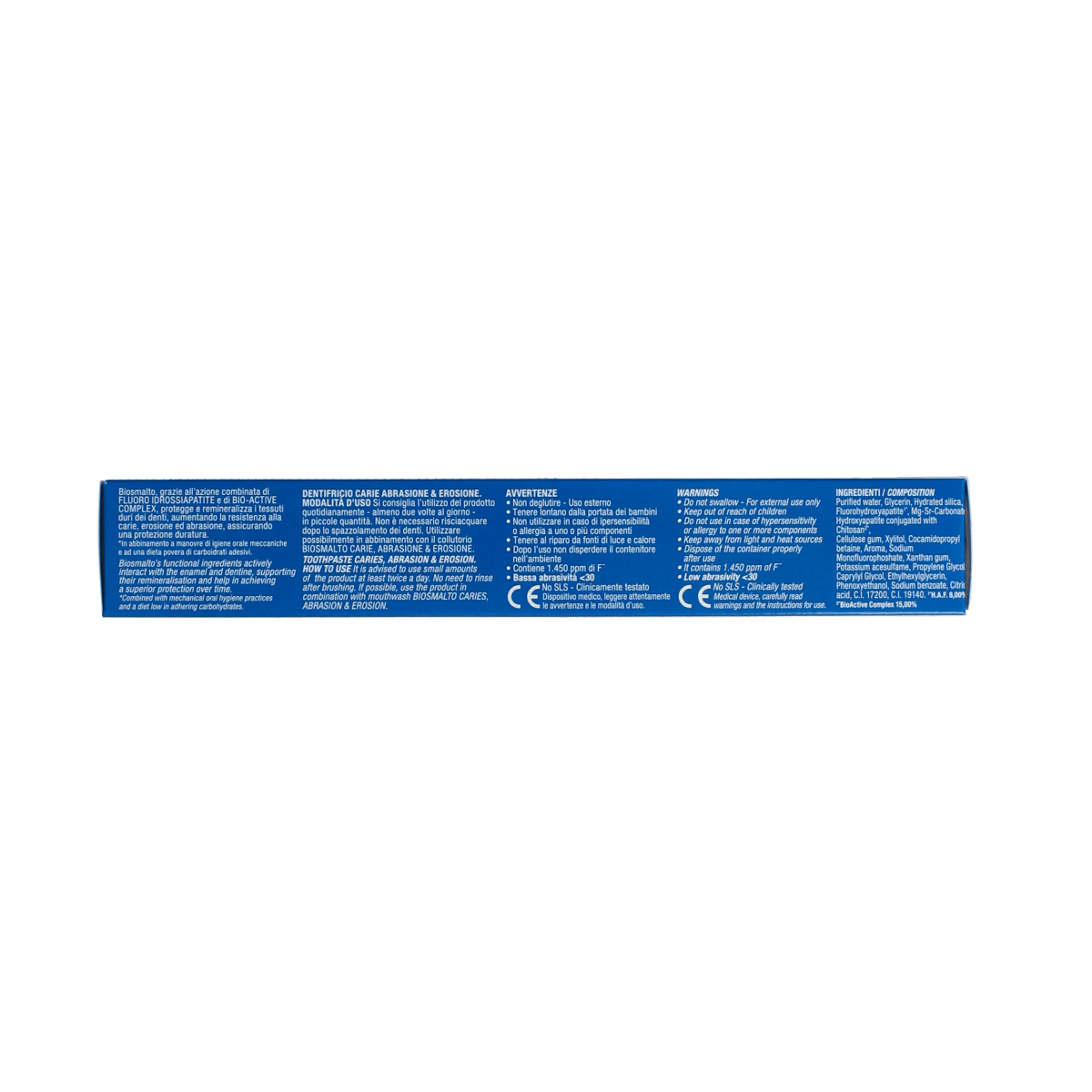 Curasept Biosmalto junior toothpaste in 75ml tube, designed for caries, erosion, and wear protection for children.