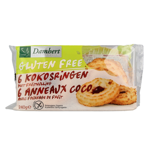 Damhert Koeken 240 Gram Damhert Kokosringen fruitvulling glutenvrij 240 Gram